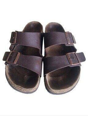 birkenstock arizona vegan leather sandals size 40 brown (9 or 9.5)